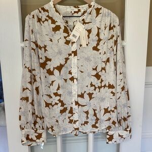 Vince White and Brown Floral Blouse (NWT)